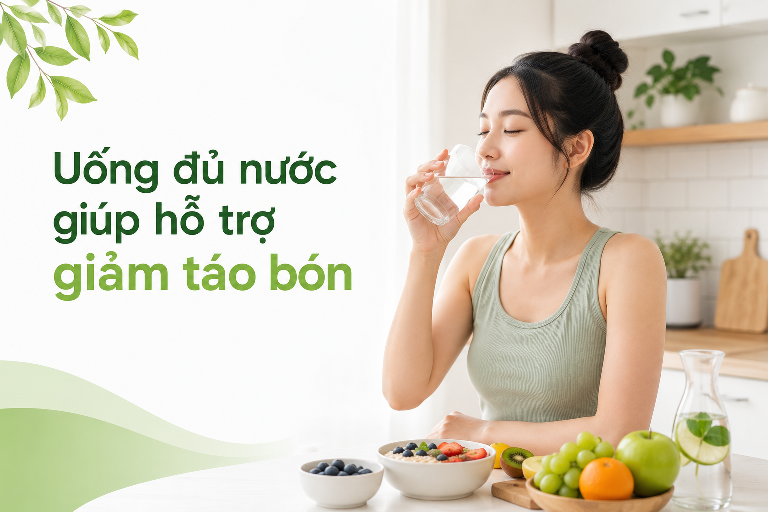 Uống đủ nước mỗi ngày giúp hỗ trợ giảm táo bón