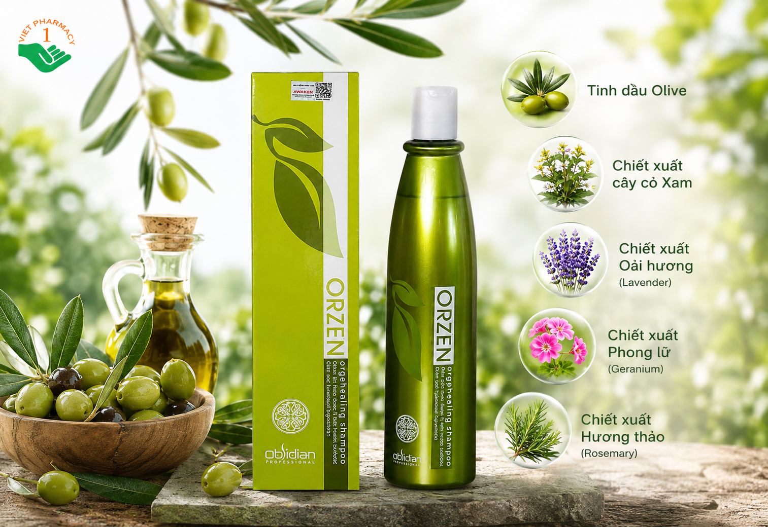 Dầu gội Orgahealing Shampoo Orzen ngăn ngừa rụng tóc, giúp tóc chắc khỏe (Chai 320ml)
