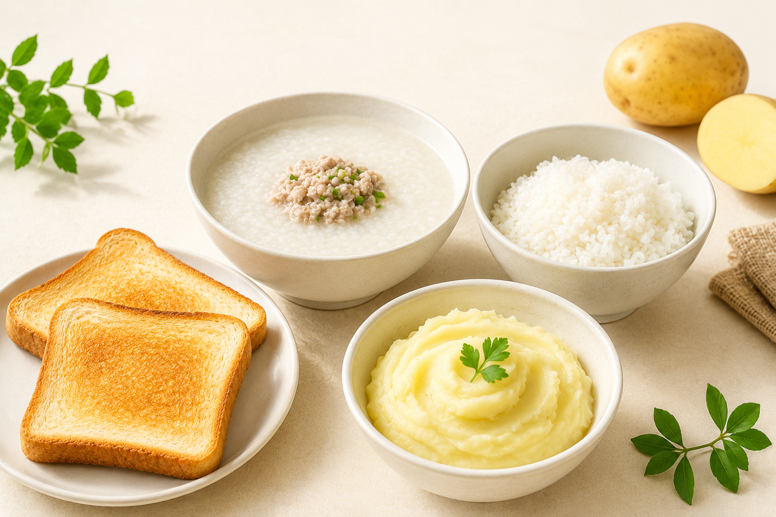 Nhóm tinh bột và món chính dễ tiêu hóa
