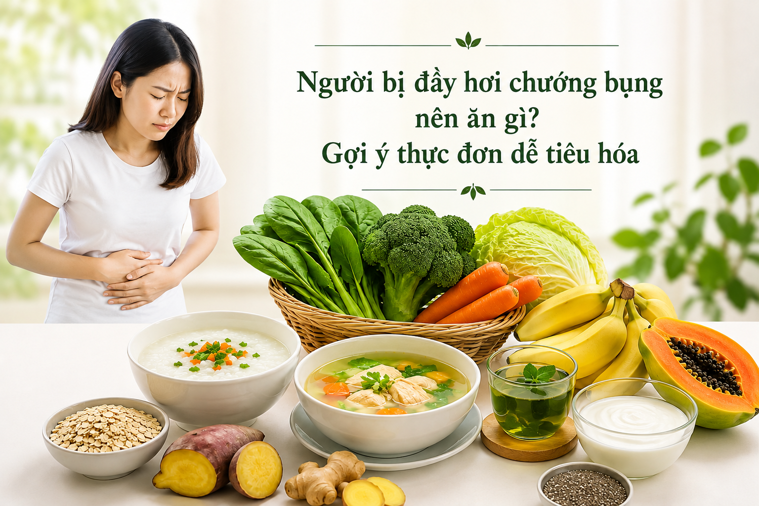 Người bị đầy hơi chướng bụng nên ăn gì? Gợi ý thực đơn dễ tiêu hóa
