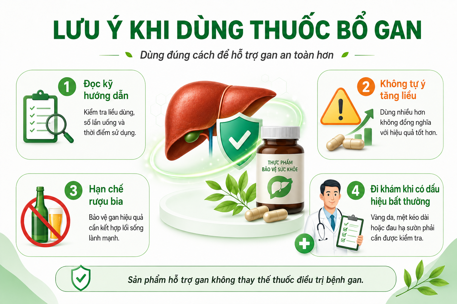 Khi sử dụng thuốc bổ gan, cần đọc kỹ hướng dẫn, không tự ý tăng liều